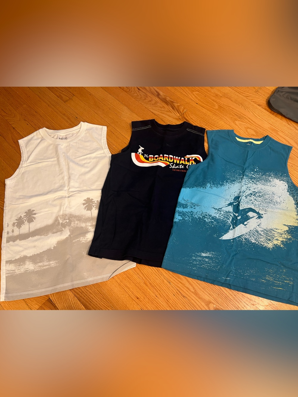 Kids Sleeveless Tank Surf & Graphic Tank Tops - White, Black, Teal
